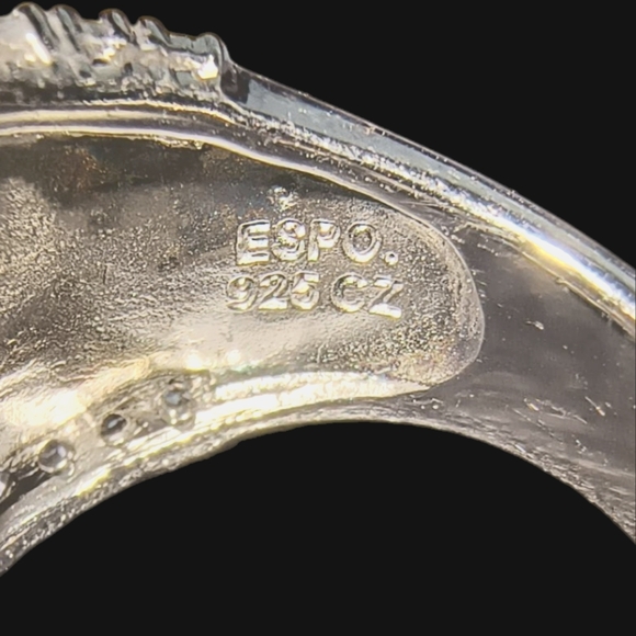 Joseph Esposito Chunky Two-tone Hammered CZ and Sterling Silver Ring - Picture 10 of 12